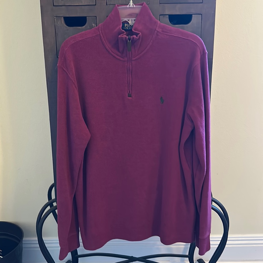 Men's Polo Quarter Zip Sweater Medium